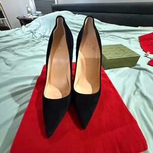 Christian Louboutin So Kate 120mm black velvet heels